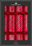 Christmas Crackers - 12 Red Plaid 12 inch Deluxe Christmas Crackers, Christmas Crackers in France, Crackers de Noel, Petards de Noel en France, Diablotins en France