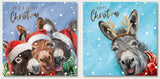 Christmas Cards - 10 Cards - Christmas Happy Donkeys